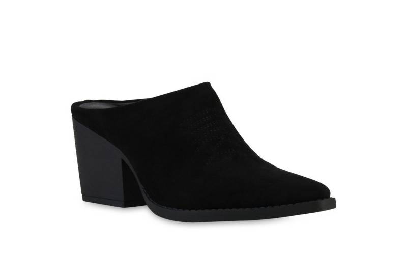 VAN HILL 841522 Cowboy Boots Damen Cowboy Boots Stiefelette Spitz Stickereien Pantolette von VAN HILL