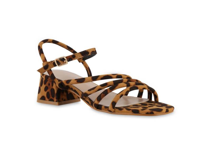 VAN HILL 841525 Riemchensandalette Damen Riemchensandaletten Sandalette Basic Leder-Optik Party Schuh von VAN HILL