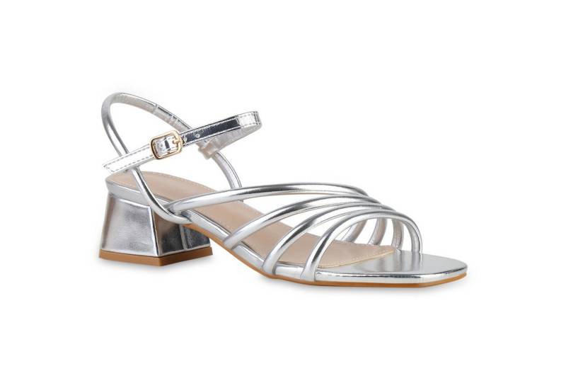 VAN HILL 841525 Riemchensandalette Damen Riemchensandaletten Sandalette Basic Leder-Optik Party Schuh von VAN HILL