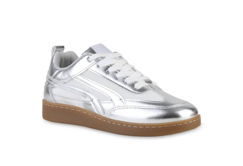 VAN HILL 841526 Sneaker Damen Sneaker Low Schnürer Bequeme Metallic Schnür- von VAN HILL