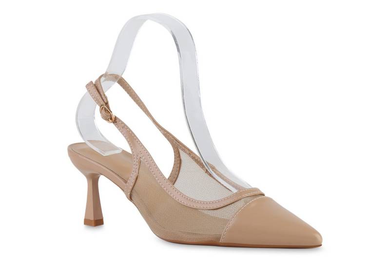 VAN HILL 841533 Slingpumps Damen Slingpumps Pumps Spitze Stiletto Absatzschuhe Basic von VAN HILL