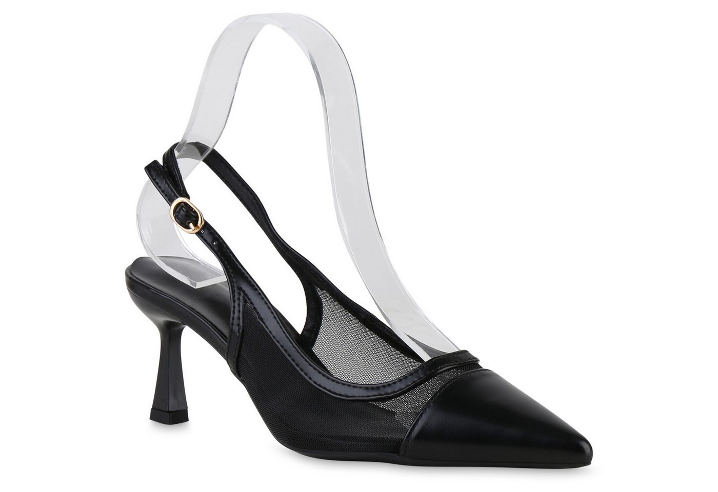 VAN HILL 841533 Slingpumps Damen Slingpumps Pumps Spitze Stiletto Absatzschuhe Basic von VAN HILL
