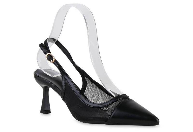 VAN HILL 841533 Slingpumps Damen Slingpumps Pumps Spitze Stiletto Absatzschuhe Basic von VAN HILL