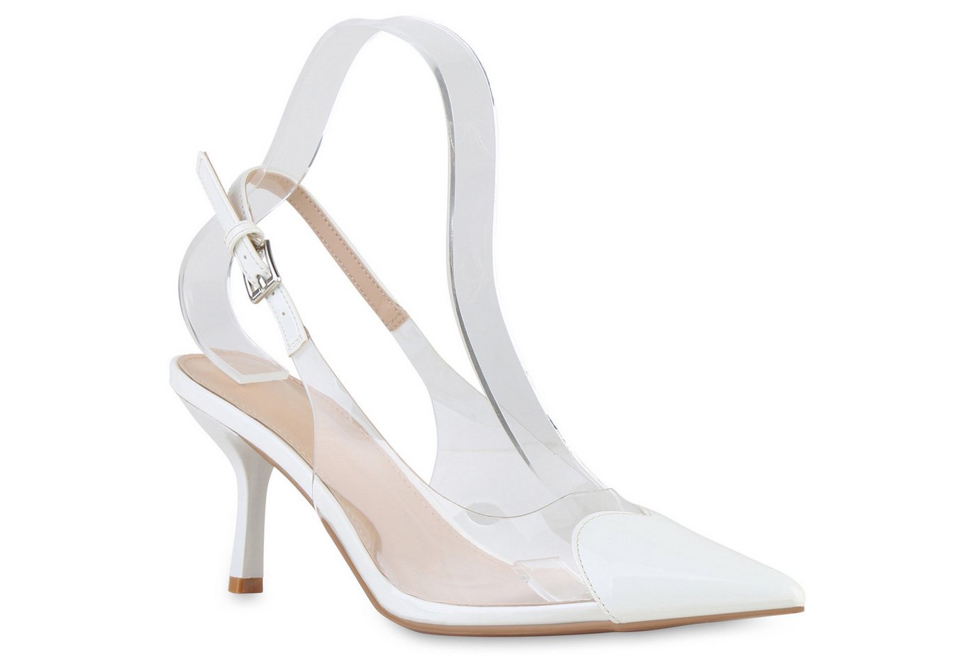 VAN HILL 841534 Slingpumps Damen Slingpumps Pumps Spitze Stiletto Transparente Party von VAN HILL