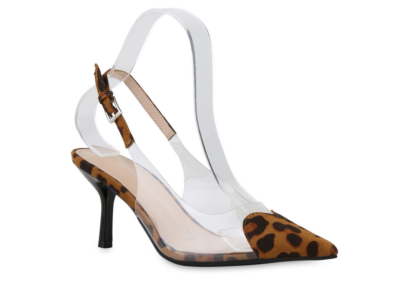 VAN HILL 841534 Slingpumps Damen Slingpumps Pumps Spitze Stiletto Transparente Party von VAN HILL