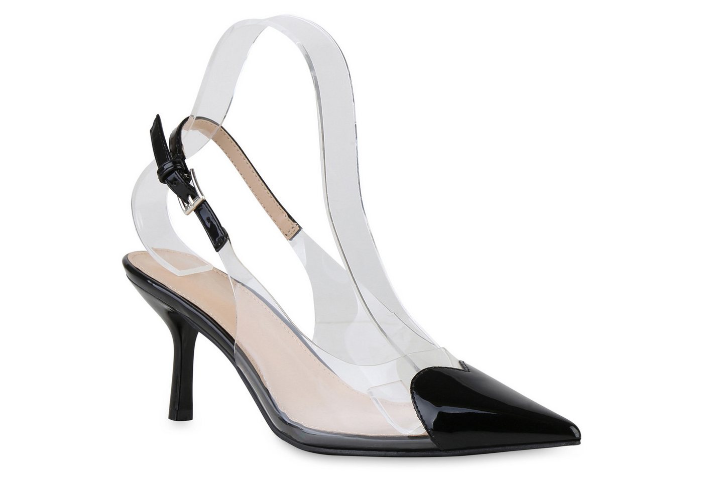 VAN HILL 841534 Slingpumps Damen Slingpumps Pumps Spitze Stiletto Transparente Party von VAN HILL
