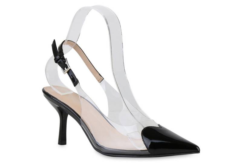 VAN HILL 841534 Slingpumps Damen Slingpumps Pumps Spitze Stiletto Transparente Party von VAN HILL