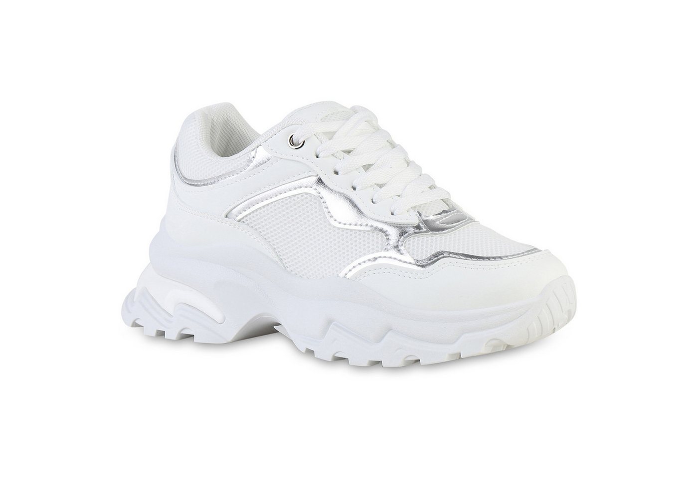 VAN HILL 841536 Plateausneaker Damen Plateau Sneaker Schnürer Metallic Profil-Sohle von VAN HILL