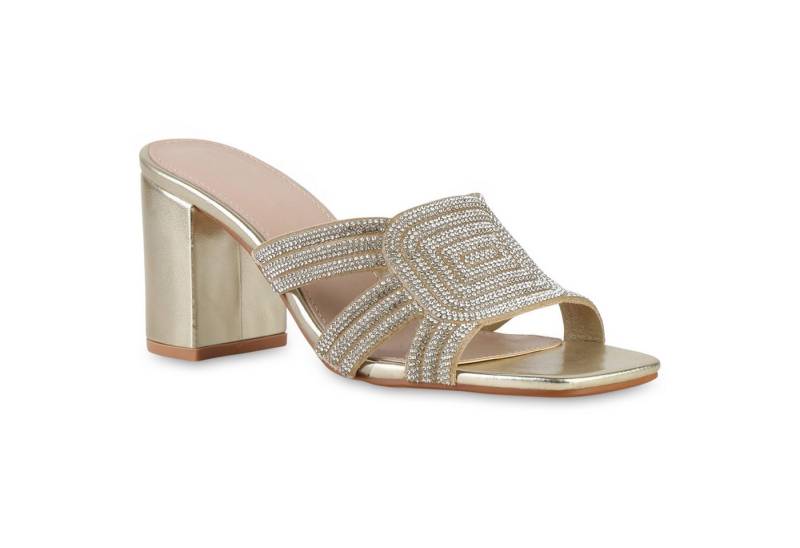 VAN HILL 841549 Sandalette Damen Pantoletten Sandaletten Klassische Strass Cut-Outs von VAN HILL