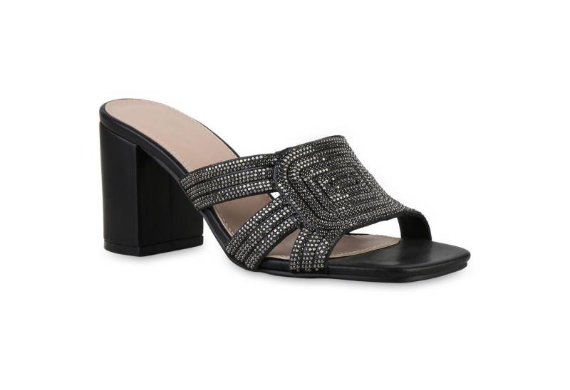 VAN HILL 841549 Sandalette Damen Pantoletten Sandaletten Klassische Strass Cut-Outs von VAN HILL