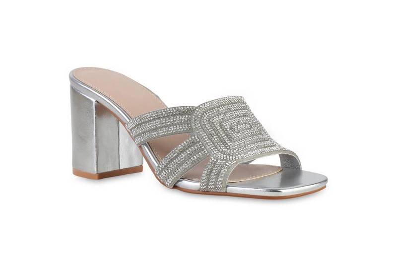 VAN HILL 841549 Sandalette Damen Pantoletten Sandaletten Klassische Strass Cut-Outs von VAN HILL