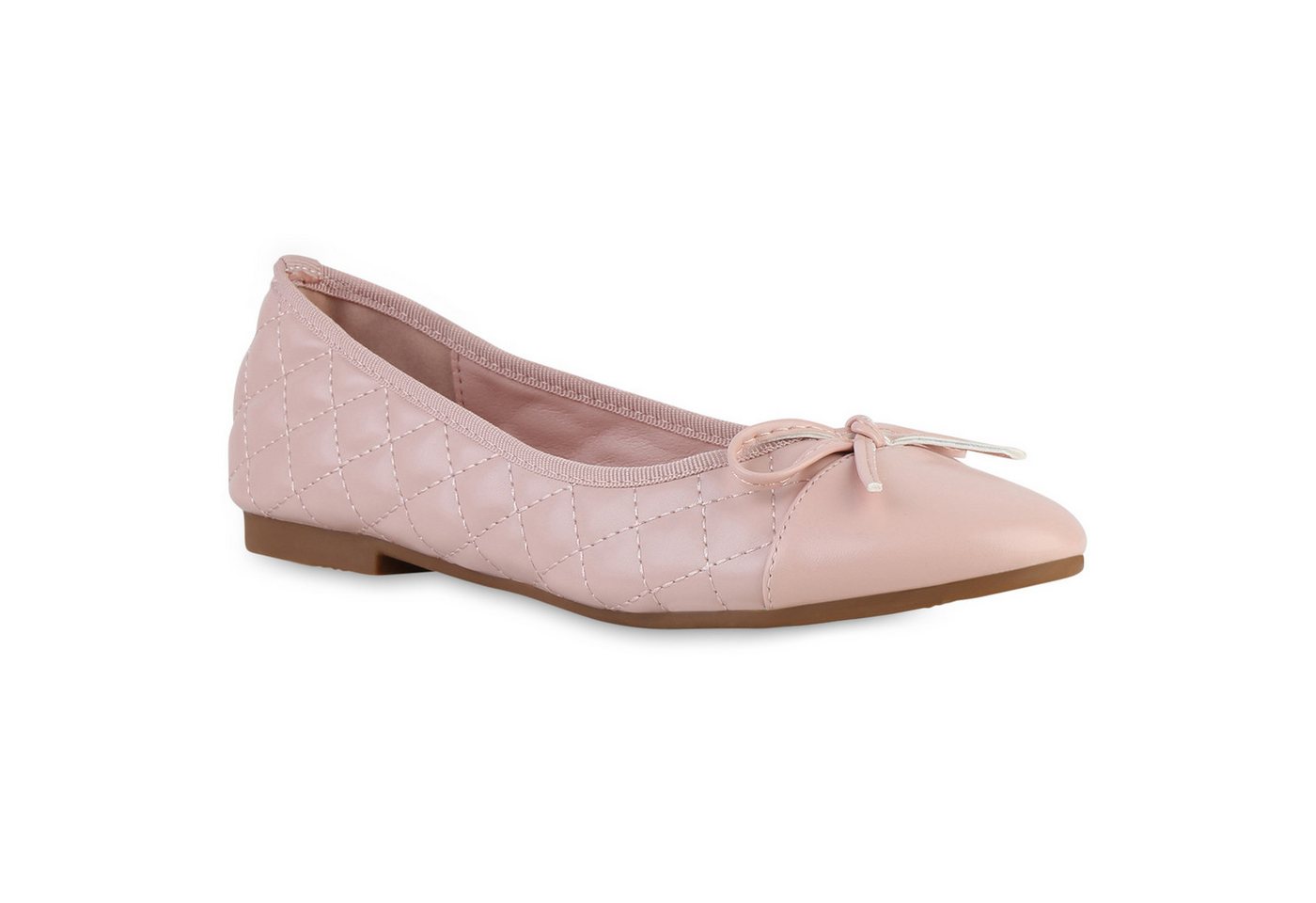 VAN HILL 841554 Ballerina Damen Klassische Ballerinas Gesteppte Leder-Optik Schleifen von VAN HILL