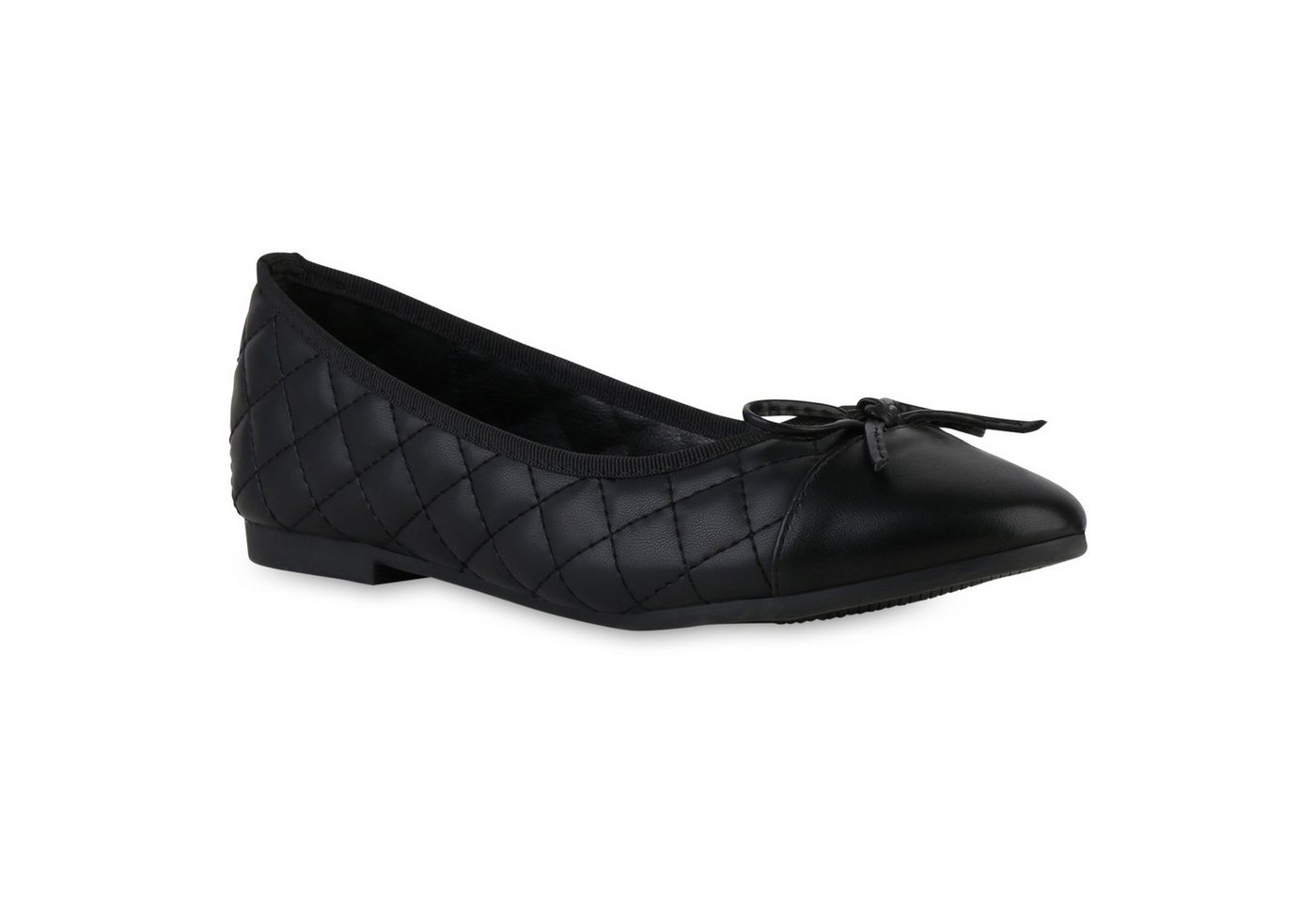 VAN HILL 841554 Ballerina Damen Klassische Ballerinas Gesteppte Leder-Optik Schleifen von VAN HILL