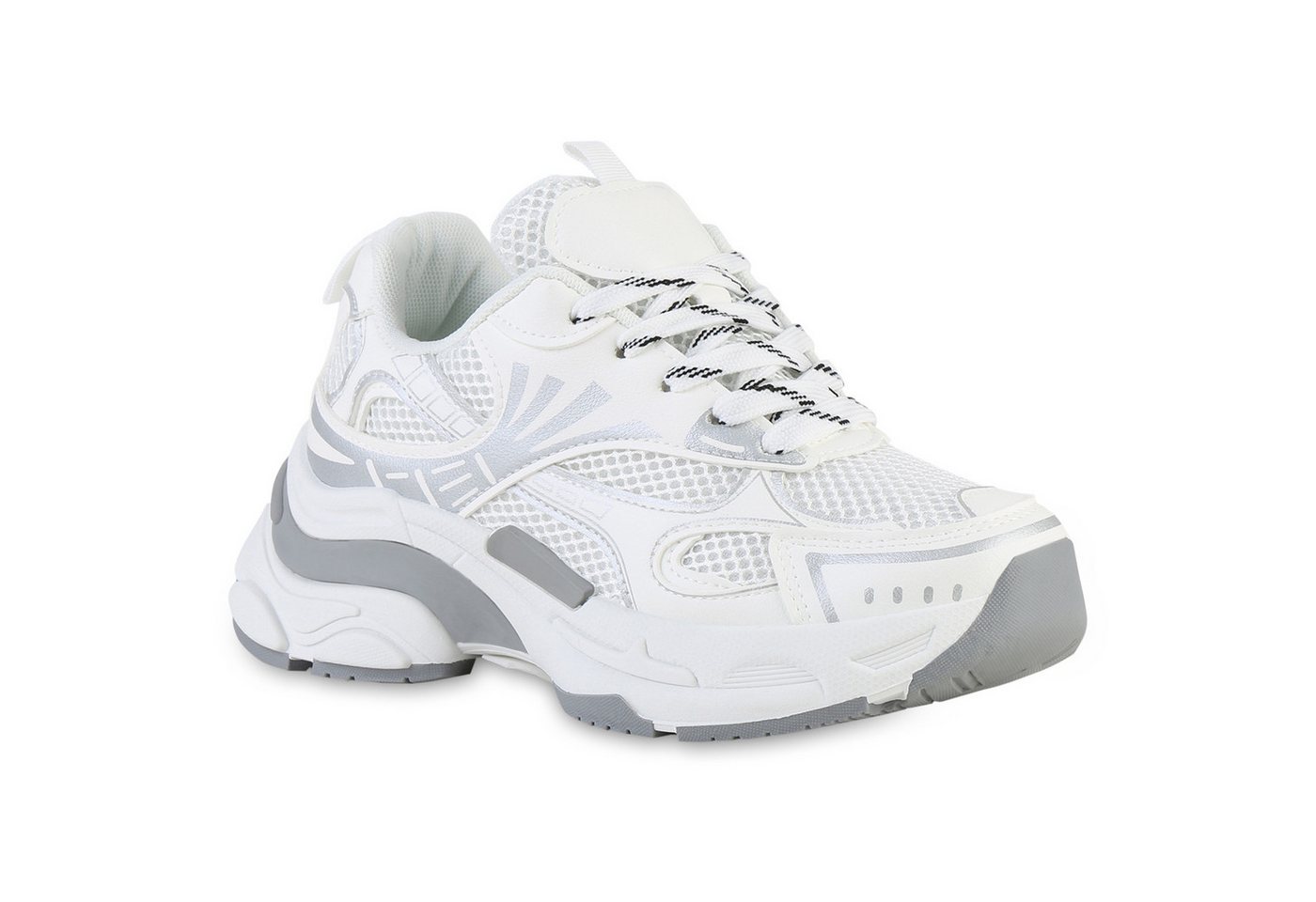 VAN HILL 841562 Plateausneaker Damen Plateau Sneaker Schnürer Metallic Profil-Sohle von VAN HILL