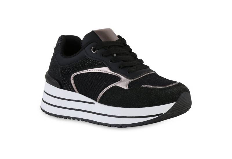 VAN HILL 841563 Plateausneaker Damen Plateau Sneaker Schnürer Glitzer Strass Metallic VAN HILL 841563 Plateausneaker Damen Plateau Sneaker Schnürer Glitzer Strass Metallic von VAN HILL