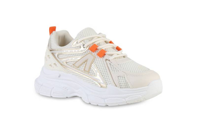 VAN HILL 841567 Plateausneaker Damen Plateau Sneaker Schnürer Metallic Profil-Sohle von VAN HILL