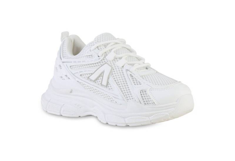 VAN HILL 841567 Plateausneaker Damen Plateau Sneaker Schnürer Metallic Profil-Sohle von VAN HILL