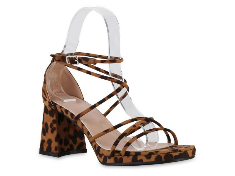 VAN HILL 841569 Riemchensandalette Damen Riemchensandaletten Sandaletten Leder-Optik Plateau- von VAN HILL