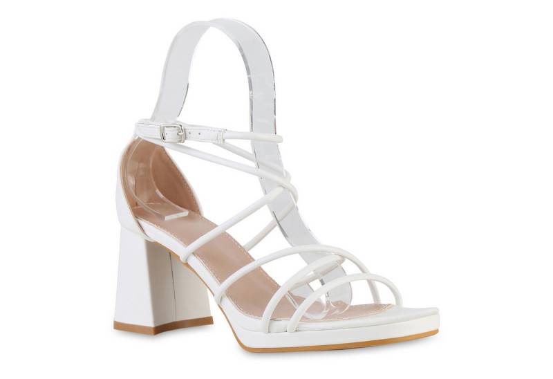 VAN HILL 841569 Riemchensandalette Damen Riemchensandaletten Sandaletten Leder-Optik Plateau- von VAN HILL