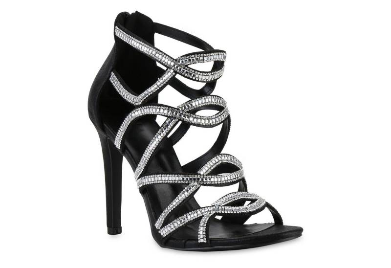 VAN HILL 841573 High-Heel-Sandalette Damen High Heels Stiletto Sandaletten Strass Cut-Outs Party von VAN HILL