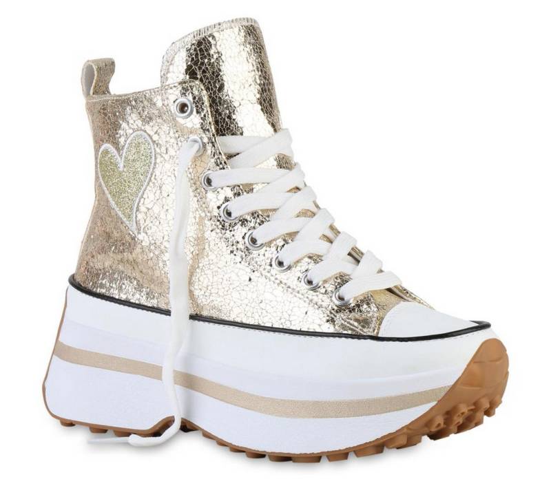 VAN HILL 841576 Plateausneaker Damen Plateau Sneaker Schnürer Glitzer Prints Profil-Sohle VAN HILL 841576 Plateausneaker Damen Plateau Sneaker Schnürer Glitzer Prints Profil-Sohle von VAN HILL