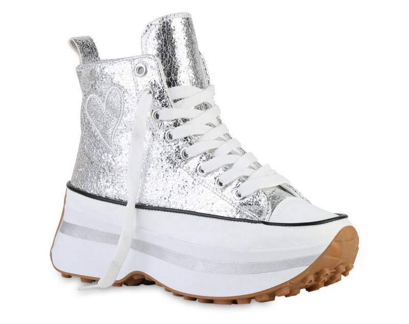 VAN HILL 841576 Plateausneaker Damen Plateau Sneaker Schnürer Glitzer Prints Profil-Sohle VAN HILL 841576 Plateausneaker Damen Plateau Sneaker Schnürer Glitzer Prints Profil-Sohle von VAN HILL