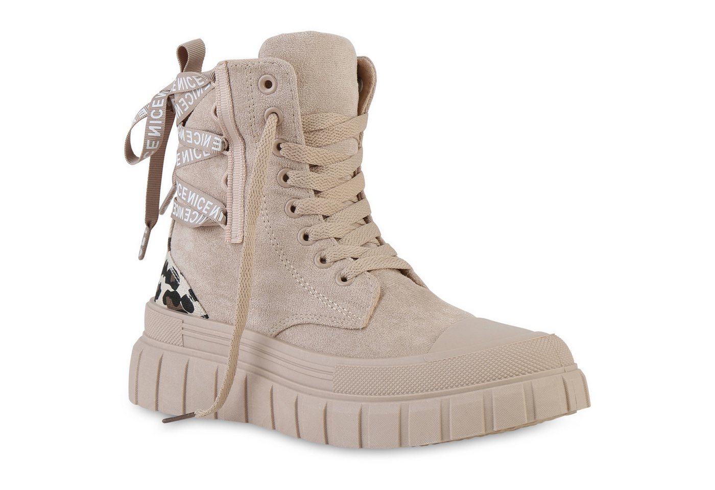 VAN HILL 841579 Sneaker Damen Sneaker High Schnürer Prints Profil-Sohle Freizeit von VAN HILL