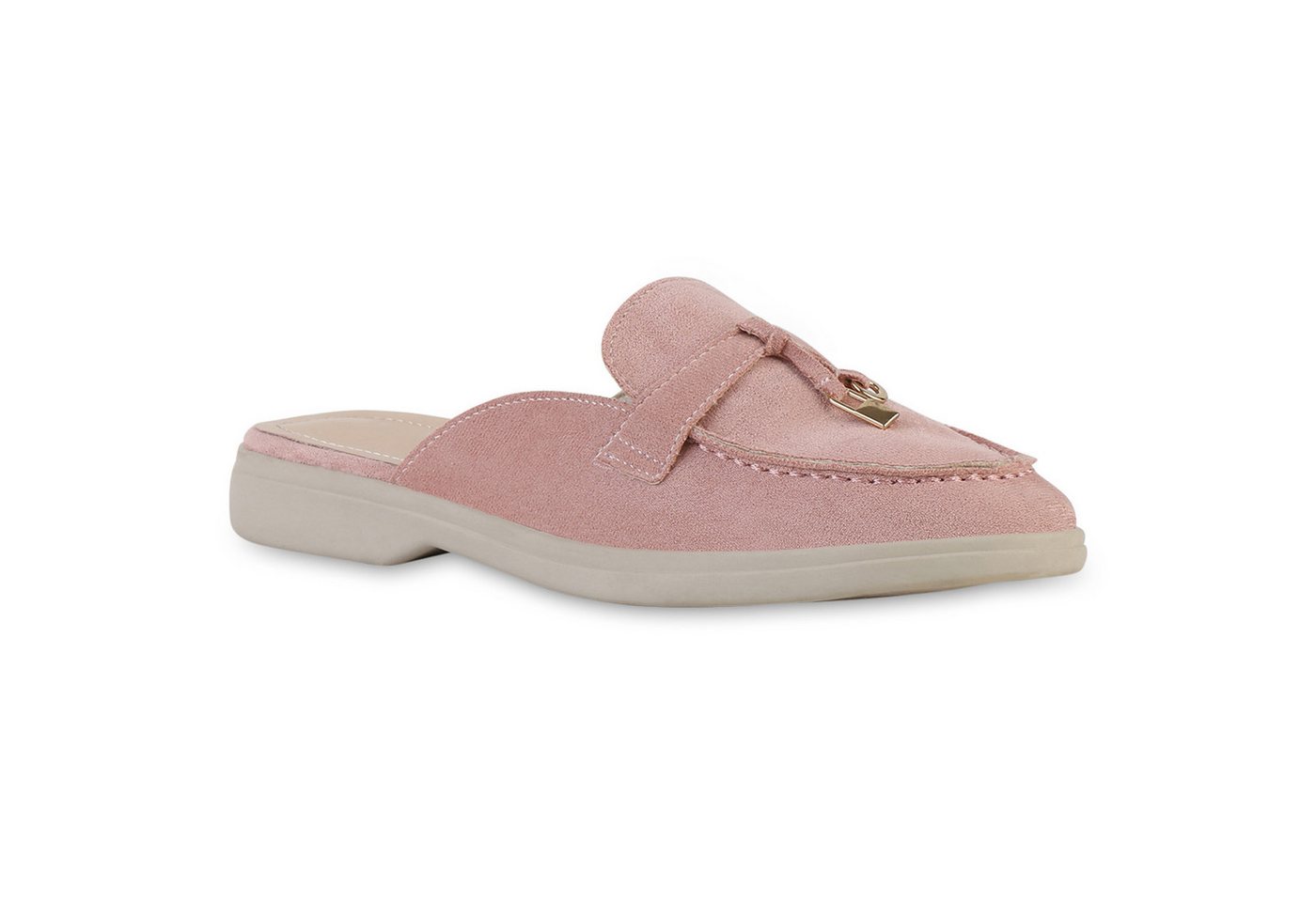 VAN HILL 841581 Pantolette Damen Pantoletten Sandalen Slippers Basic Leder-Optik von VAN HILL