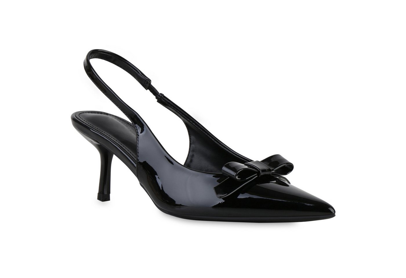VAN HILL 841587 Slingpumps Damen Slingpumps Pumps Spitze Stiletto Lack Schleifen von VAN HILL