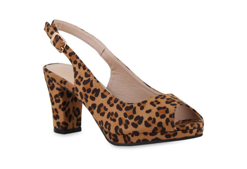 VAN HILL 841589 Sandalette Damen Klassische Sandaletten Basic Leder-Optik Freizeit von VAN HILL