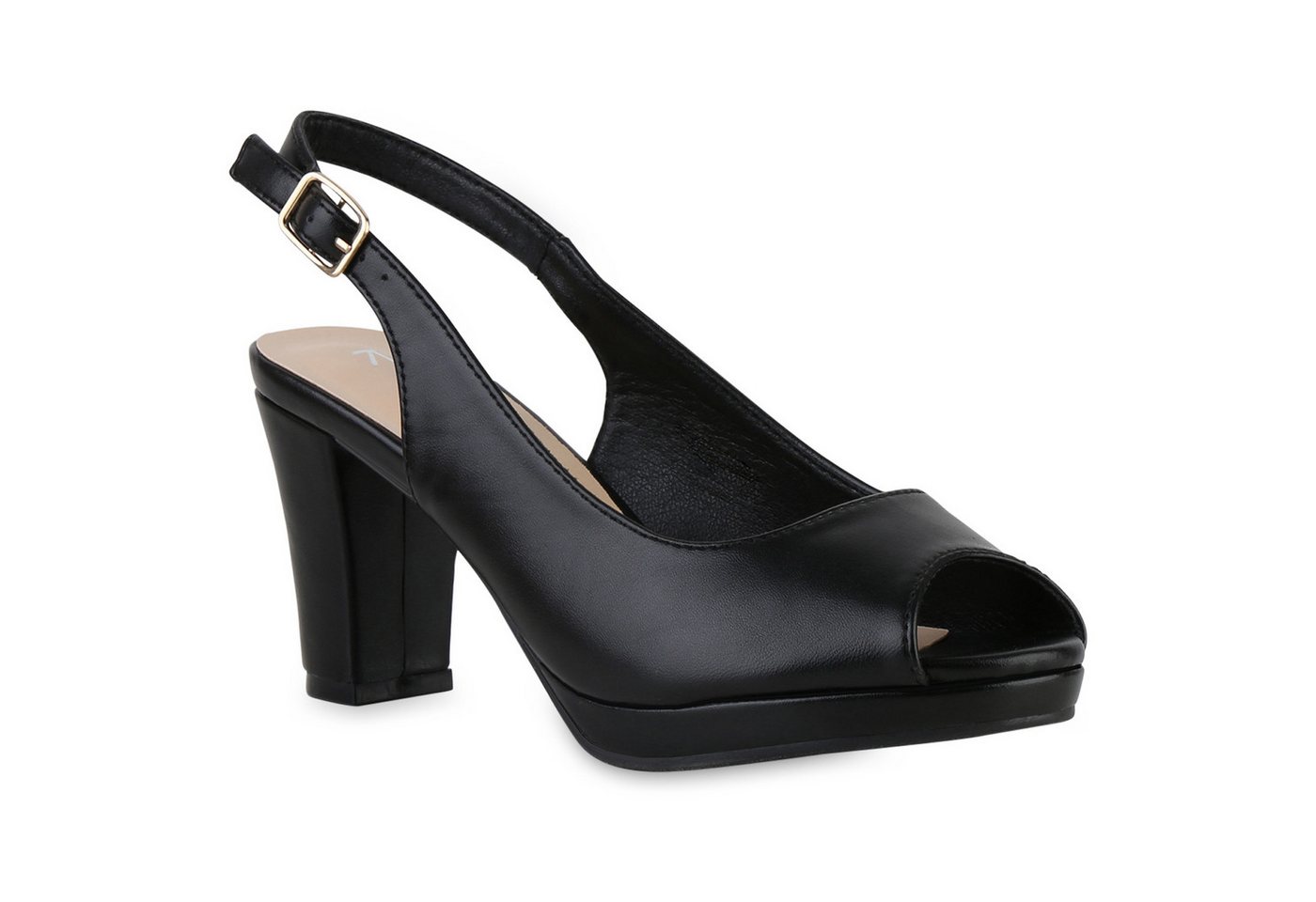 VAN HILL 841589 Sandalette Damen Klassische Sandaletten Basic Leder-Optik Freizeit von VAN HILL