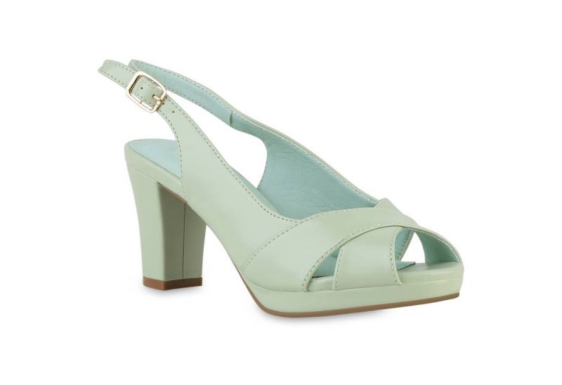 VAN HILL 841590 Sandalette Damen Klassische Sandaletten Basic Leder-Optik Freizeit von VAN HILL