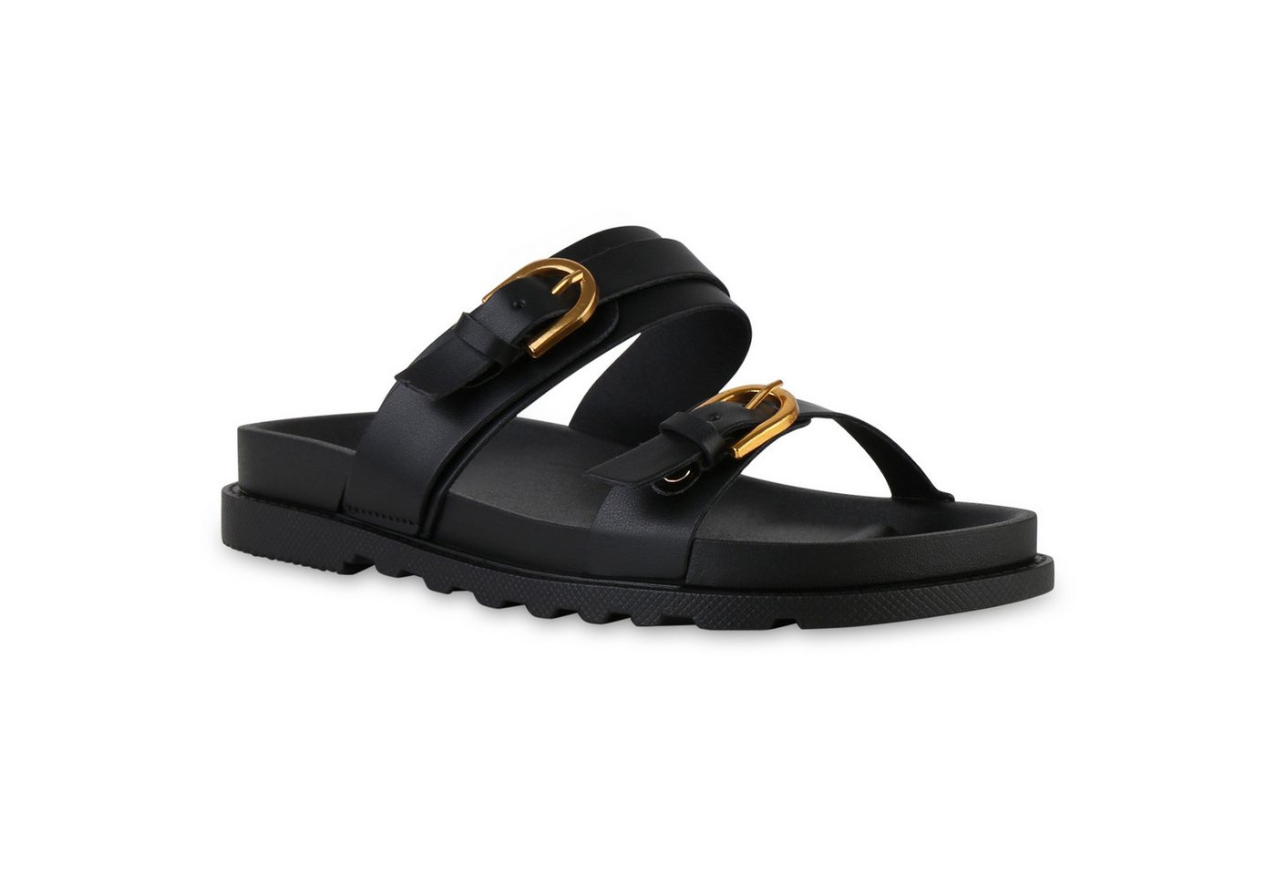 VAN HILL 841594 Pantolette Damen Pantoletten Sandalen Bequeme Schnallen Profil-Sohle von VAN HILL