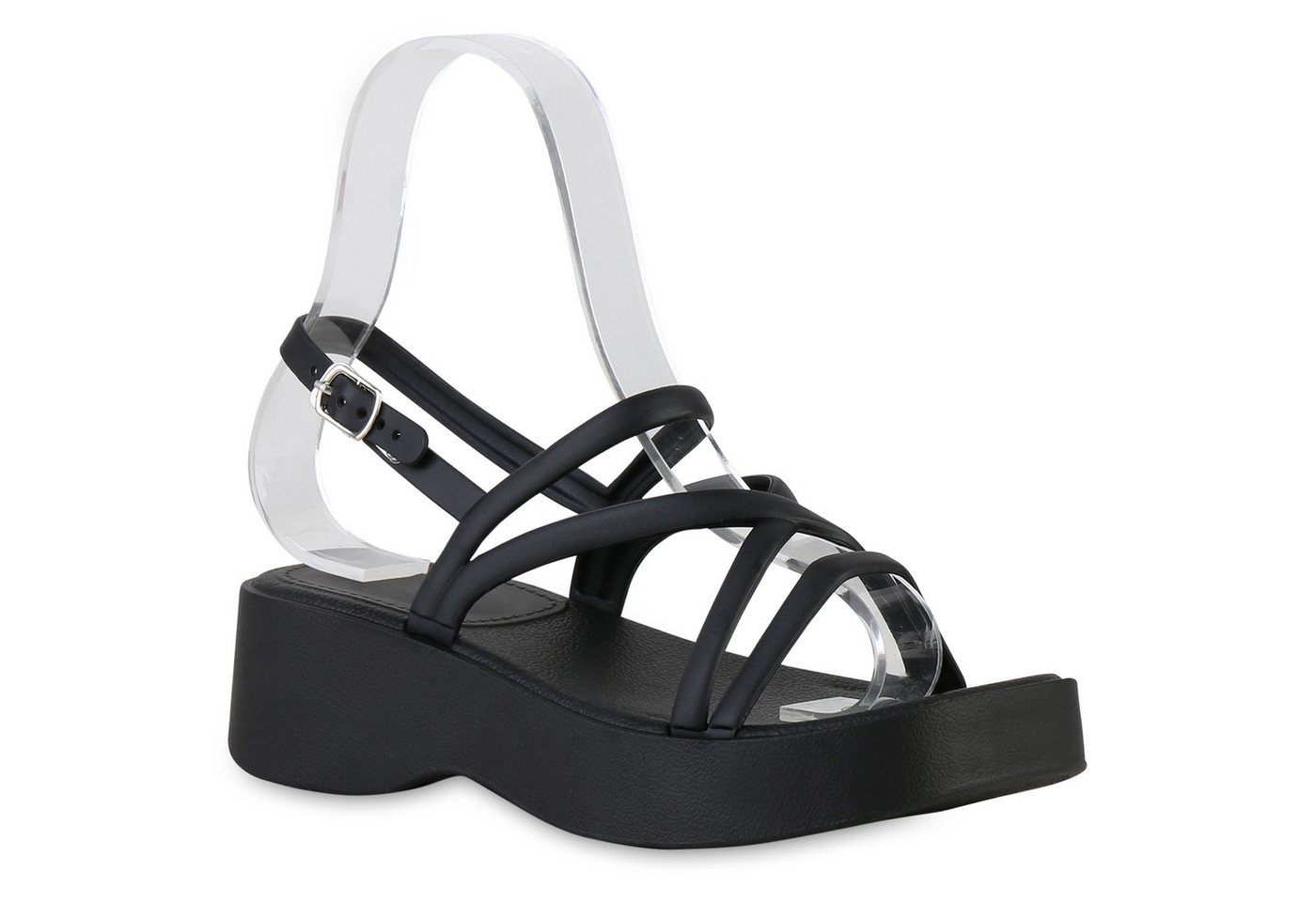 VAN HILL 841596 Plateausandaletten Damen Plateau Sandaletten Freizeit Riemchen Blockabsatz von VAN HILL