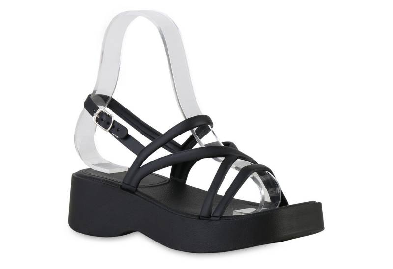 VAN HILL 841596 Plateausandaletten Damen Plateau Sandaletten Freizeit Riemchen Blockabsatz von VAN HILL