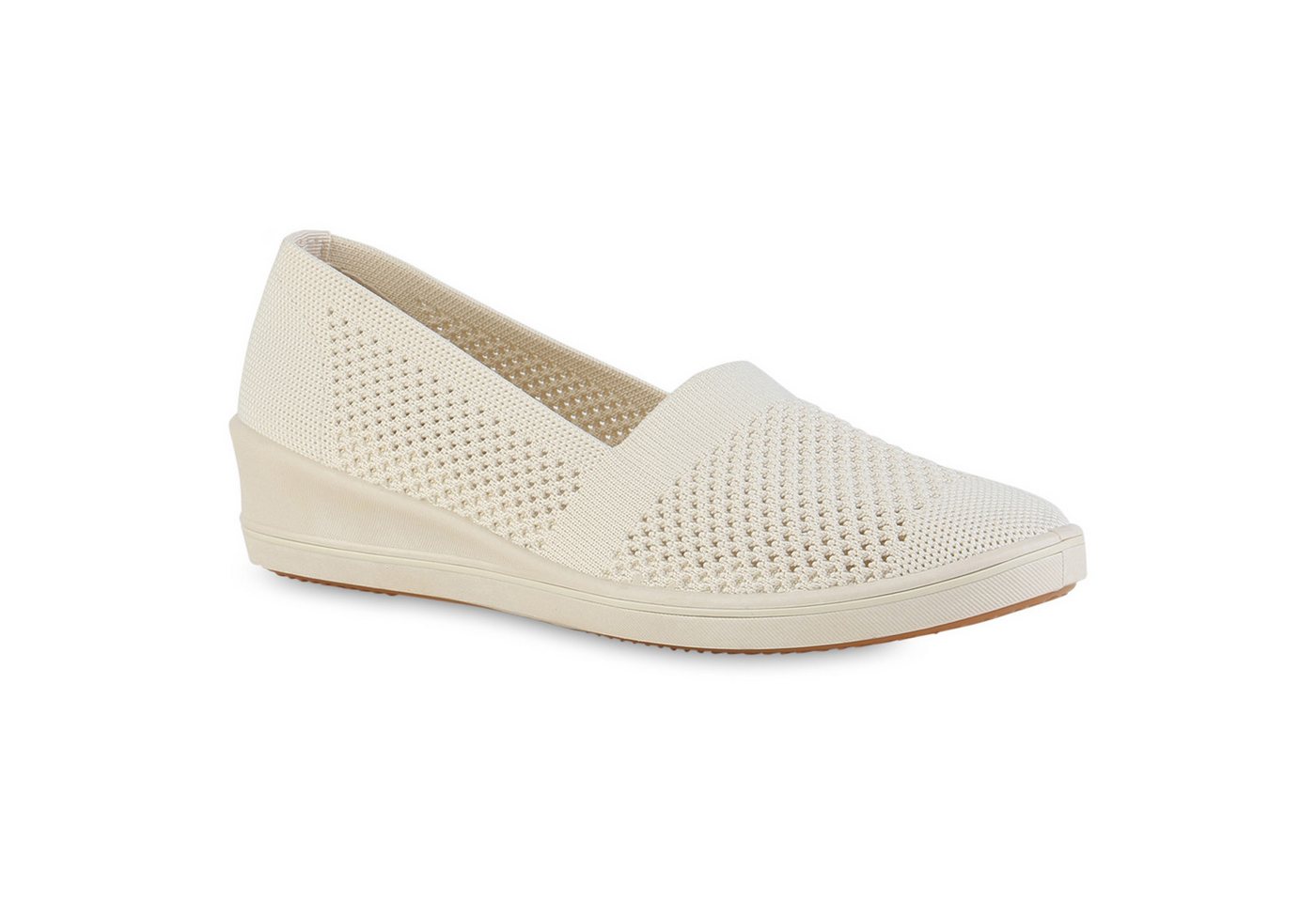 VAN HILL 841597 Slipper Damen Keilslipper Keilabsatz Bequem Strick Freizeit Slip On von VAN HILL