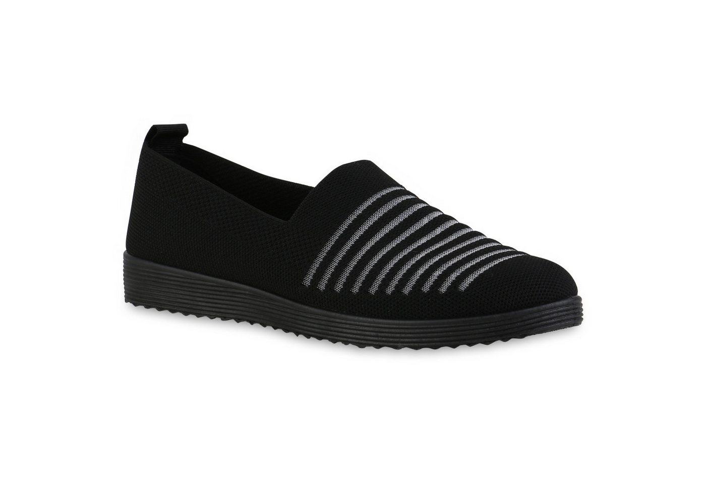 VAN HILL 841601 Slipper Damen Slip Ons Slippers Bequeme Strick Profil-Sohle von VAN HILL