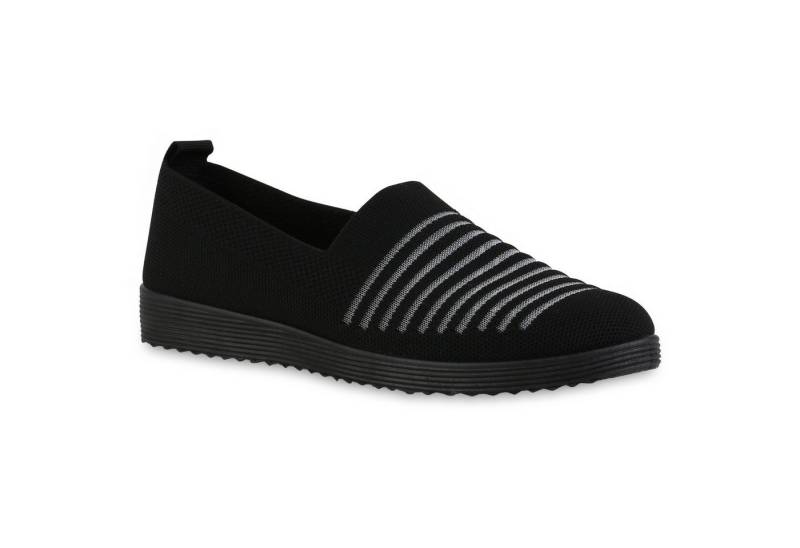 VAN HILL 841601 Slipper Damen Slip Ons Slippers Bequeme Strick Profil-Sohle von VAN HILL