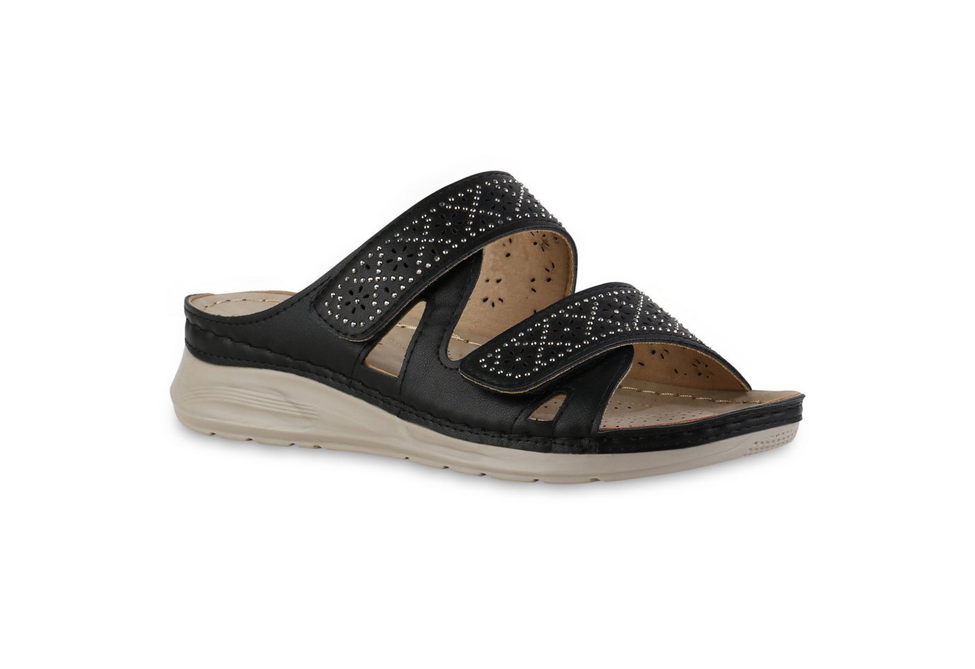 VAN HILL 841605 Sandale Damen Komfort Sandalen Bequeme Strass Cut-Outs Freizeit von VAN HILL