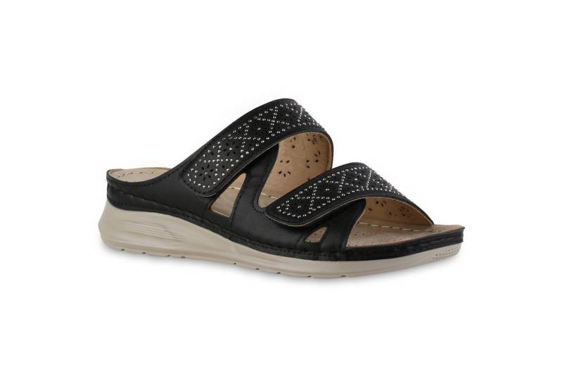 VAN HILL 841605 Sandale Damen Komfort Sandalen Bequeme Strass Cut-Outs Freizeit von VAN HILL