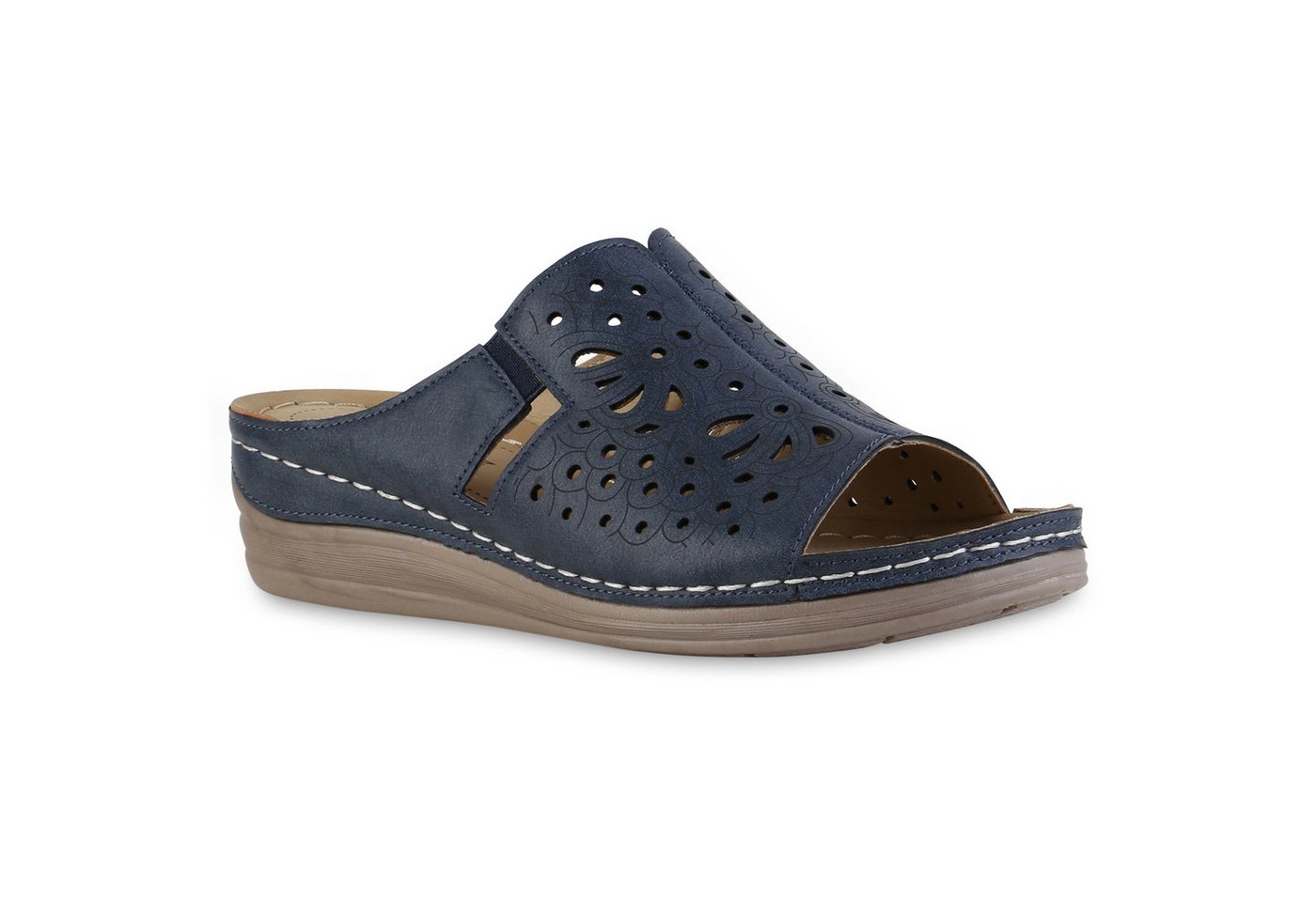 VAN HILL 841607 Sandale Damen Komfort Sandalen Bequeme Cut-outs Freizeit Keilabsatz von VAN HILL