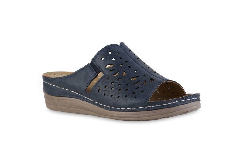 VAN HILL 841607 Sandale Damen Komfort Sandalen Bequeme Cut-outs Freizeit Keilabsatz von VAN HILL