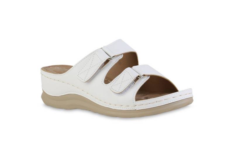 VAN HILL 841615 Sandale Damen Komfort Sandalen Bequeme Keilabsatz Basic Leder-Optik von VAN HILL