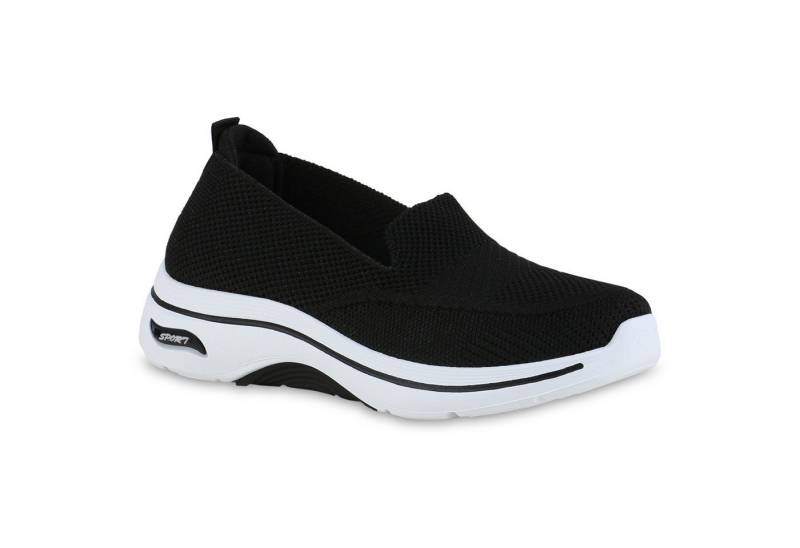 VAN HILL 841624 Laufschuh Damen Slip Ons Sportschuhe Sportliche Strick Profil-Sohle von VAN HILL