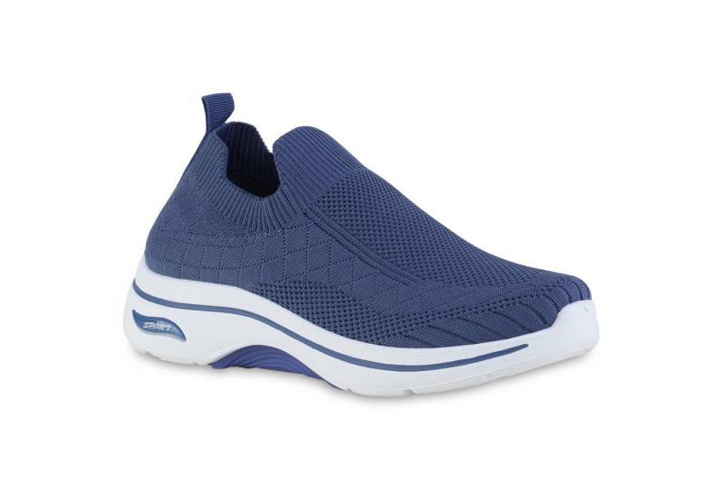 VAN HILL 841625 Laufschuh Damen Slip Ons Sportschuhe Sportliche Strick Profil-Sohle von VAN HILL