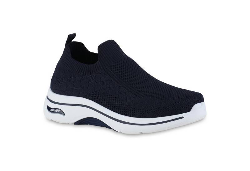 VAN HILL 841625 Laufschuh Damen Slip Ons Sportschuhe Sportliche Strick Profil-Sohle von VAN HILL