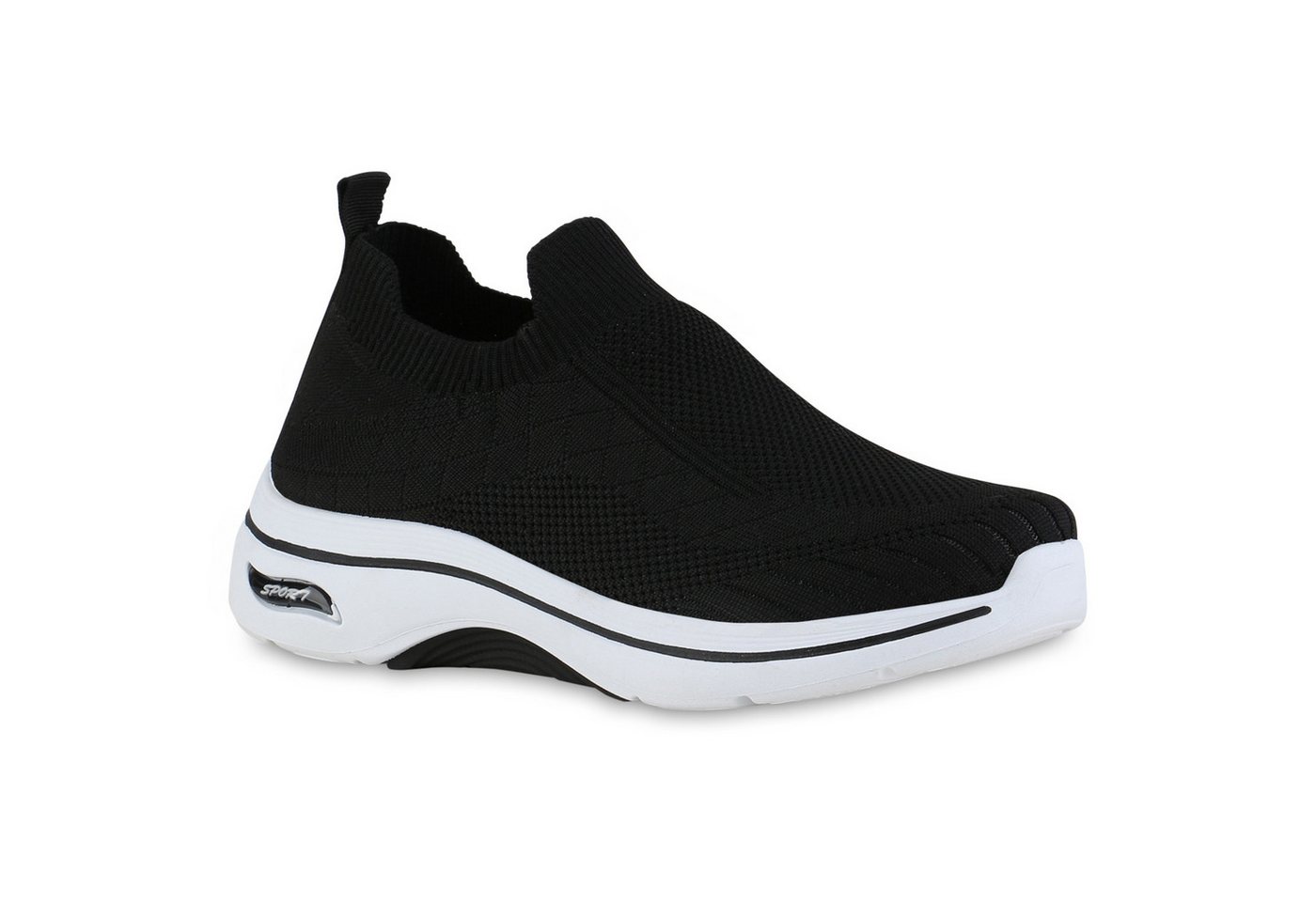 VAN HILL 841625 Laufschuh Damen Slip Ons Sportschuhe Sportliche Strick Profil-Sohle von VAN HILL