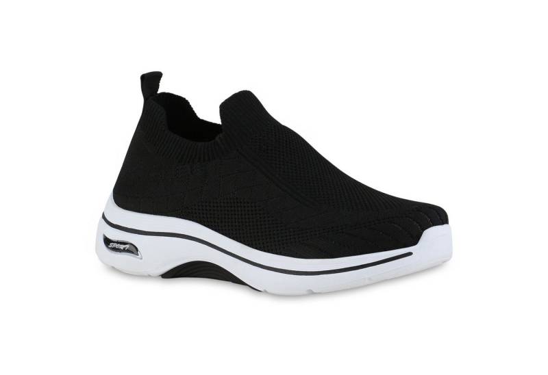 VAN HILL 841625 Laufschuh Damen Slip Ons Sportschuhe Sportliche Strick Profil-Sohle von VAN HILL