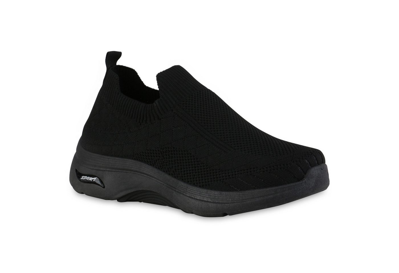 VAN HILL 841625 Laufschuh Damen Slip Ons Sportschuhe Sportliche Strick Profil-Sohle von VAN HILL