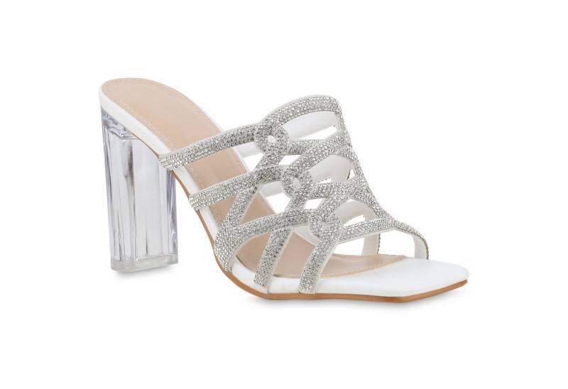 VAN HILL 841642 Sandalette Damen Pantoletten Sandaletten Strass Party Cut-Outs von VAN HILL